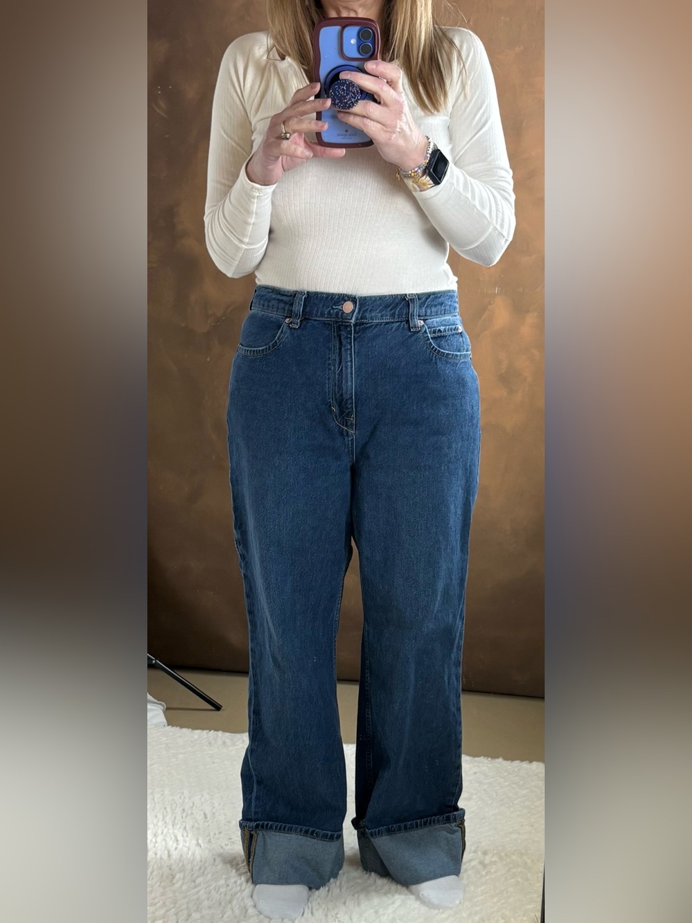 We The Free Dark Tinsley Baggy High Rise Straight Leg Jeans